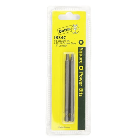 Dottie L.H. Dottie No 3 x 4'' Square Drive Power Bit (Carded) IB34C